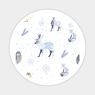 Christmas Snow Animals Mistletoe Magnet